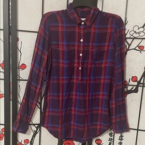 SO Perfect Shirt Plaid Button-Down Shirt - Red and Blue- Unisex
